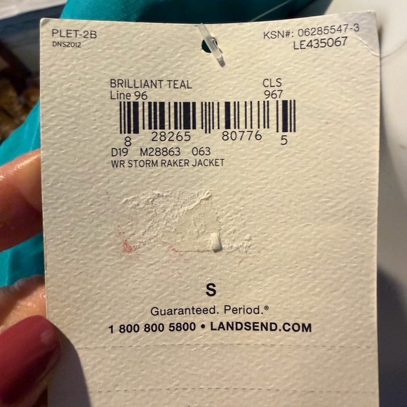Lands' End Storm Raker Jacket in a vibrant Brilliant Teal color. NEW WITH TAGS - Picture 4 of 13